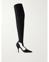 Alaïa - Cuissardes 100 Suede And Stretch-Knit Over-The-Knee Boots - Lyst
