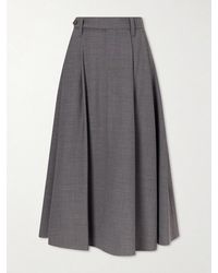 Brunello Cucinelli - Pleated Wool-Blend Midi Skirt - Lyst
