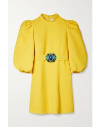 Andrew Gn Embellished Crepe Mini Dress - Yellow