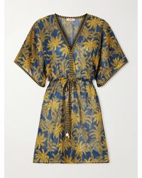 Eres - Peninsule Embellished Printed Cotton-Voile Mini Dress - Lyst