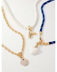 Roxanne Assoulin - Happy Heart Set Of Three-Tone, Cord, Faux Pearl, Crystal And Enamel Necklaces - Lyst