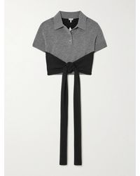 Loewe - Cropped Open-Back Tie-Front Wool-Blend Polo Shirt - Lyst
