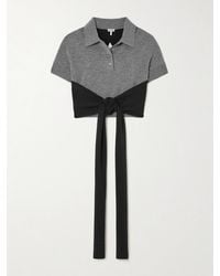 Loewe - Cropped Open-Back Tie-Front Wool-Blend Polo Shirt - Lyst
