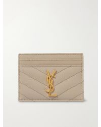 Saint Laurent - Monogramme Quilted Textured-Leather Cardholder - Lyst