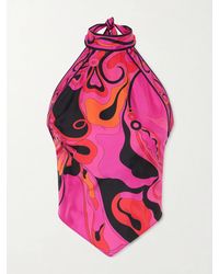 PUCCI - Printed Silk-Twill Halterneck Top - Lyst