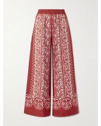 La DoubleJ - Icon Palazzo Printed Silk-Twill Wide-Leg Pants - Lyst