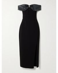 Self-Portrait - Bow And Crystal-Embellished Off-The-Shoulder Crepe Midi Dress - Lyst