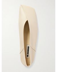 Jil Sander - Asymmetrische Flache Schuhe Aus Leder - Lyst
