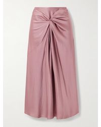 Dries Van Noten - Midirock Aus Glänzendem Crêpe Mit Twist-Detail - Lyst