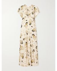 Isabel Marant - Falja Draped Floral-Print Silk-Satin Midi Dress - Lyst