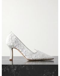 Manolo Blahnik - Euridi 90 Leather-Trimmed Lace Pumps - Lyst
