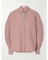 Brunello Cucinelli - Bead-Embellished Striped Cotton-Blend Poplin Shirt - Lyst