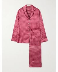 Olivia Von Halle - Lila Printed Silk-Satin Pajama Set - Lyst