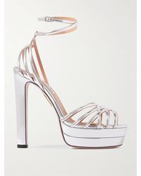 Aquazzura - Wild Dream 105 Metallic Leather Platform Sandals - Lyst