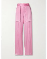 Sa Su Phi - Adriana Satin-Trimmed Silk-Blend Straight-Leg Pants - Lyst