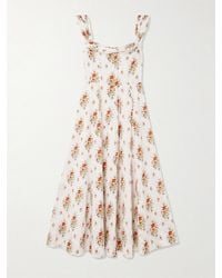 Doen - Clea Ruffled Floral-Print Organic Cotton Midi Dress - Lyst