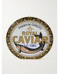 Judith Leiber - Royal Caviar Clutch Mit Silberfarbenen Details Und Kristallen - Lyst