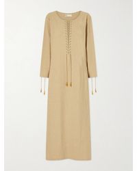 Tory Burch - Lace-Up Linen-Blend Kaftan - Lyst