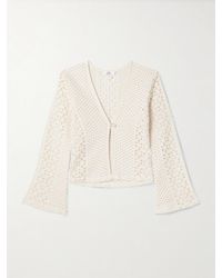 SARA CRISTINA - Nerea Pearl-Embellished Crocheted Cotton Top - Lyst