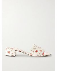 Dolce & Gabbana - Bianca Cutout Floral-Print Leather Mules - Lyst