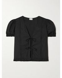 Deiji Studios - Pintuck Tie-Detailed Organic Cotton-Poplin Top - Lyst
