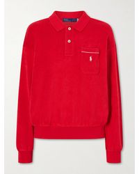 Polo Ralph Lauren - Embroidered Cotton-Blend Terry Polo Sweater - Lyst