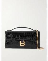 Balenciaga - Hourglass Croc-Effect Patent-Leather Shoulder Bag - Lyst