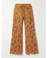 Zimmermann - Coco Belted Guipure Lace Cotton Flared Pants - Lyst