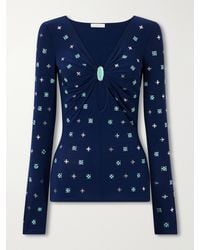 Rabanne - Cut-Out Embellished Stretch-Jersey Top - Lyst