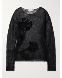 Marni - Appliquéd Open-Knit Mohair-Blend Sweater - Lyst