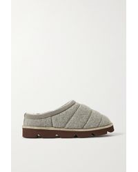 Brunello Cucinelli - Bead-embellished Shearling-lined Quilted Cashmere Slippers - Lyst