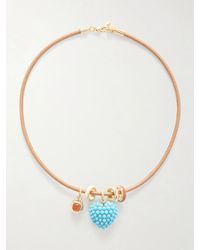 Roxanne Assoulin - The Leather Stone Slider-Tone, Turquois, Enamel And Leather Necklace - Lyst