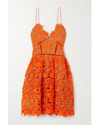 Self-Portrait Azaelea Minikleid Aus Neonfarbener Guipure-spitze - Orange
