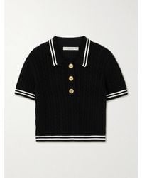 Alessandra Rich - Cropped Cable-Knit Cotton Polo Shirt - Lyst