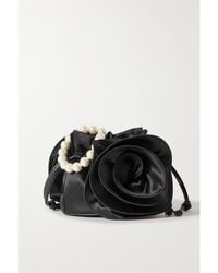 Magda Butrym - Magda Faux Pearl-Embellished Appliquéd Ruched Satin Shoulder Bag - Lyst
