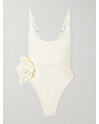 Magda Butrym - Floral-Appliquéd Lace-Trimmed Swimsuit - Lyst