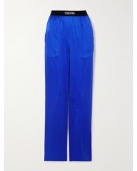 Tom Ford - Velvet-Trimmed Stretch-Silk Satin Pants - Lyst