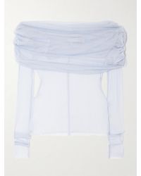 Christopher Esber - Veiled Draped Off-The-Shoulder Silk-Tulle Top - Lyst