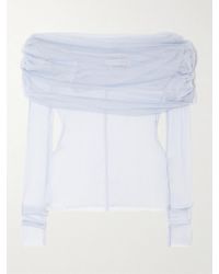 Christopher Esber - Veiled Draped Off-The-Shoulder Silk-Tulle Top - Lyst