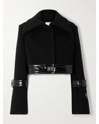 Patou - Belted Coated-Trimmed Brushed Wool-Blend Jacket - Lyst