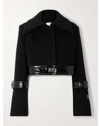 Patou - Belted Coated-Trimmed Brushed Wool-Blend Jacket - Lyst