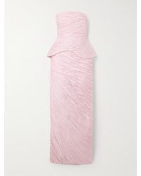 Marmar Halim - Strapless Gathered Plissé-Taffeta Gown - Lyst