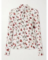 Oscar de la Renta - Hibiscus Floral-Print Silk Blouse - Lyst