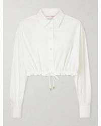 Carolina Herrera - Cropped Cotton-Blend Blouse - Lyst