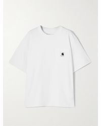 Sacai - Carhartt Wip Appliquéd Canvas-Trimmed Cotton-Jersey T-Shirt - Lyst