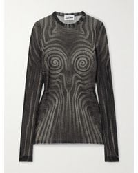 Jean Paul Gaultier - Oberteil Aus Bedrucktem Mesh - Lyst