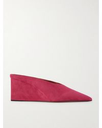 Alaïa - 75 Suede Point-Toe Wedge Mules - Lyst