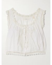 Doen - Traveler Cropped Broderie Anglaise Organic Cotton Top - Lyst