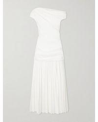 Jonathan Simkhai - Ammalie One-Shoulder Draped Pleated Poplin Midi Dress - Lyst