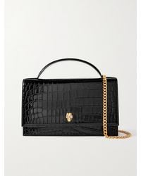 McQueen - Sac Porté Épaule En Cuir Effet Croco Skull Medium - Lyst